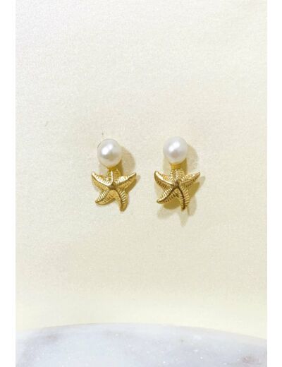 Boucles Puces Starfish Pearl - Plaqué Or