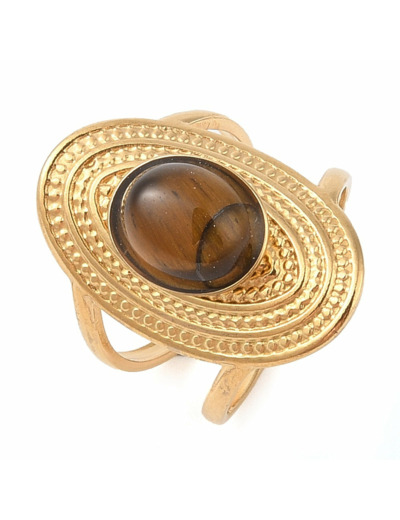 Bague plateau ovale oeil de tigre