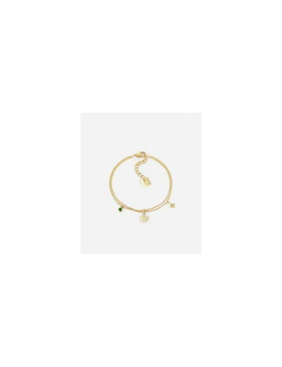 Bracelet ZAG en acier doré et zirconium coloré