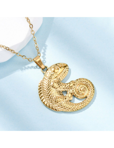 Collier gecko acier inoxydable