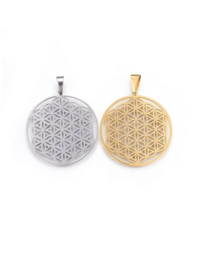 Pendentif fleur de vie acier inoxydable