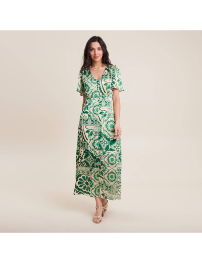 Robe longue évasée satin