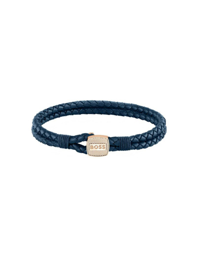 Bracelet BOSS en cuir et acier rose et bleu