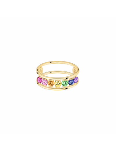 Bague La Brune & La Blonde HULA HOOP Rainbow en or jaune