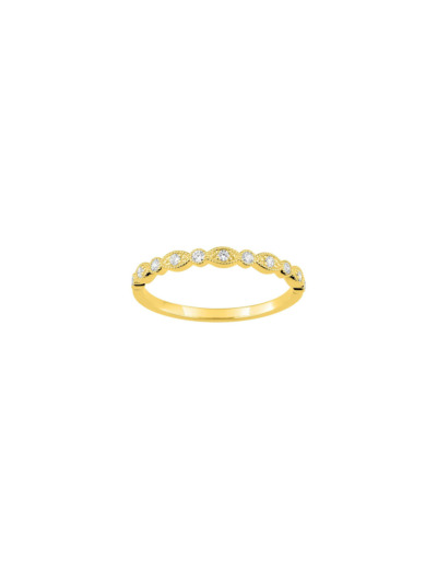 Bague en or jaune et oxydes de zirconium