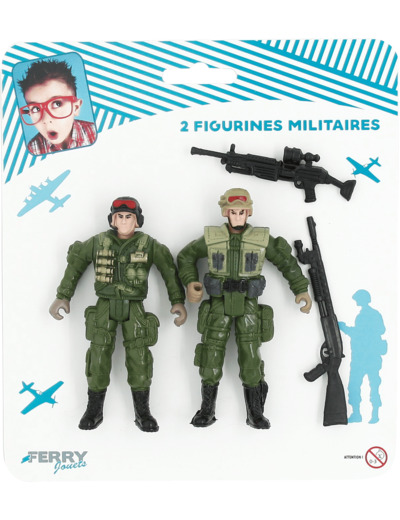 2 FIGURINES MILITAIRES + ARMES ASSORTIES