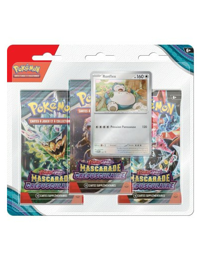 Pokémon EV06 : Mascarade Crépusculaire - Pack de 3 boosters - Ronflex