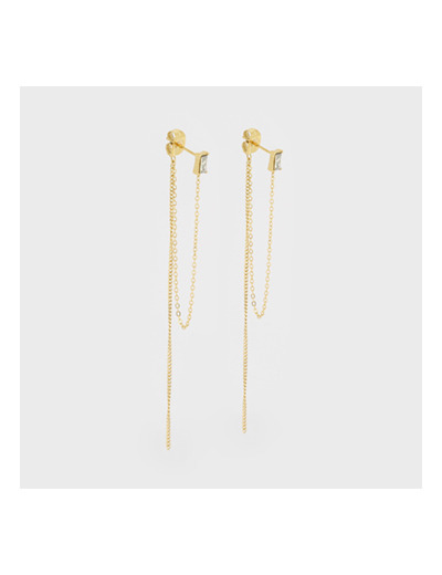 Boucles d'oreilles ZAG en acier doré et oxydes de zirconium