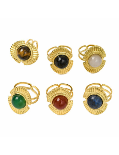 Bague plateau fleur pierre mixte