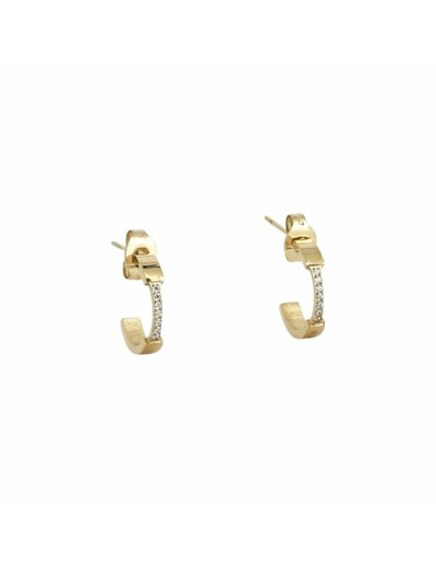 Boucles d'oreilles créoles Zag en acier doré et oxydes de zirconium