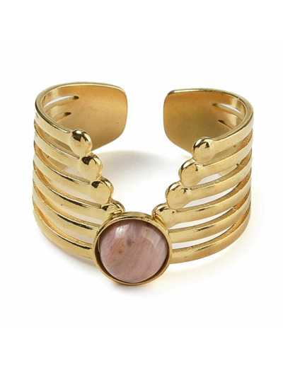 Bague manchette chevron Rhodonite