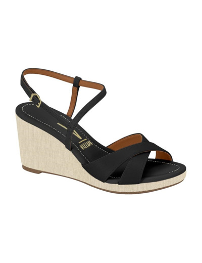 Sandale talon compensee femme noir