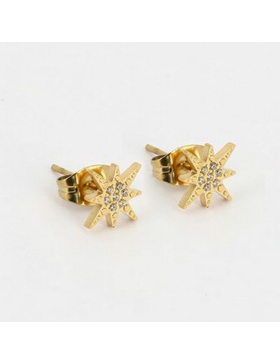 Boucles d'oreilles ZAG en acier doré et oxydes de zirconium