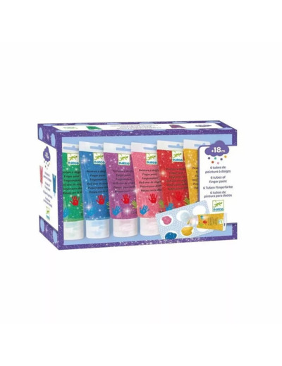 6 Tubes De Peinture À Doigts Paillettes - DJ09017 - DJECO