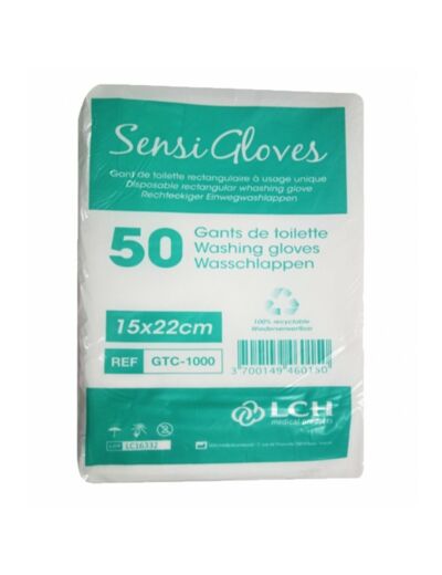 GANTS DE TOILETTE NON TISSES SENSIGLOVES GTC-1000 SACHET DE 50