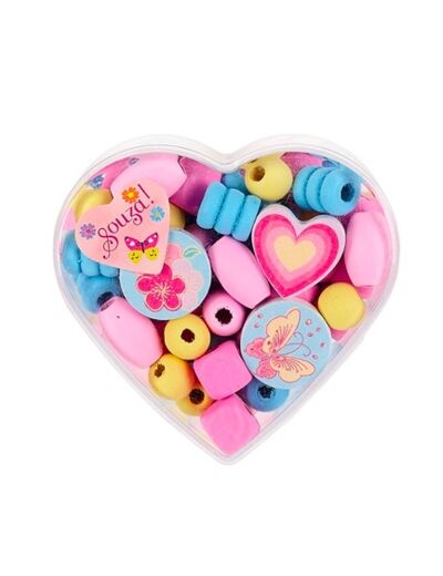 Kit Créatif Perles en Bois dans boite en cœur - 106622 - Souza For Kids