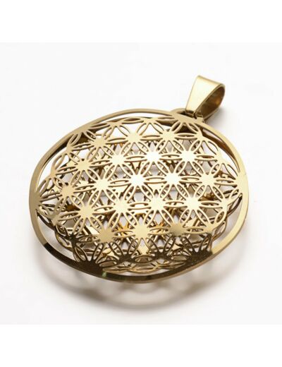 Pendentif fleur de vie 3D acier inoxydable