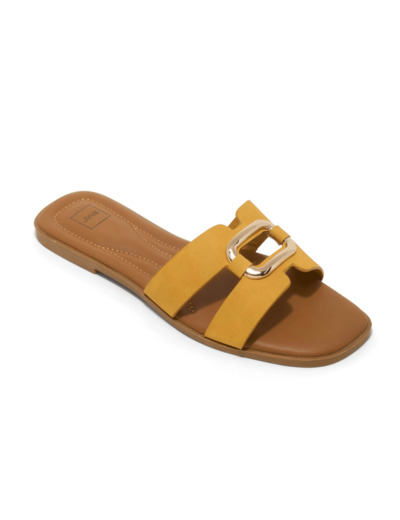 Mule plate femme ocre