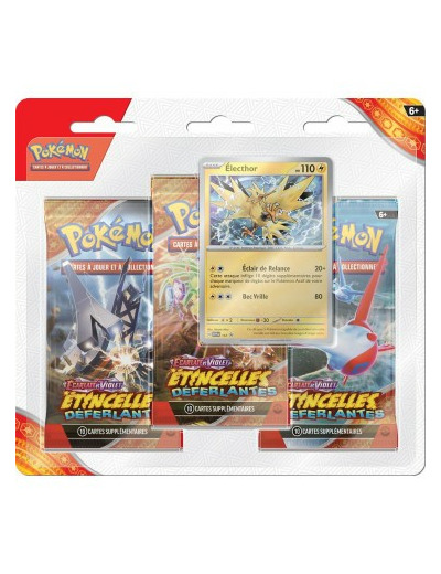 Pokémon EV08 : Écarlate et Violet – Étincelles Déferlantes - Pack de 3 boosters Electhor