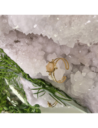 Collection charme Astrale- Bague soleil - Quartz rose