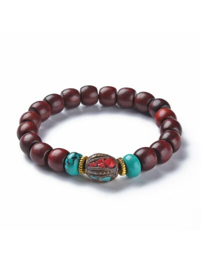 Bracelet bois de santal et perle indonesienne