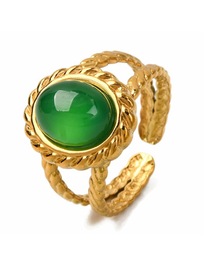 Bague onyx verte corolle