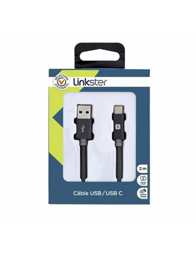 Câble USB/USB C  nylon tressé de 2 mètres