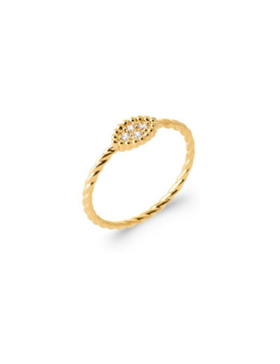 Bague en plaqué or et oxyde de zirconium