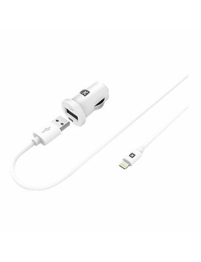 Chargeur allume cigare 1 usb 2.4 a + câble compatible lightning 1m