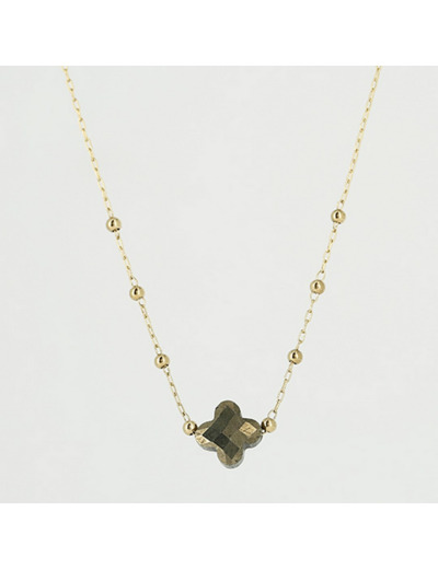 Collier ZAG en acier doré et pyrite