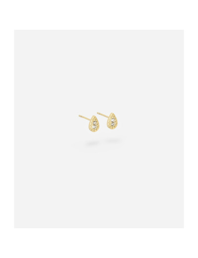 Boucles d'oreilles Zag en acier doré et oxyde de zirconium