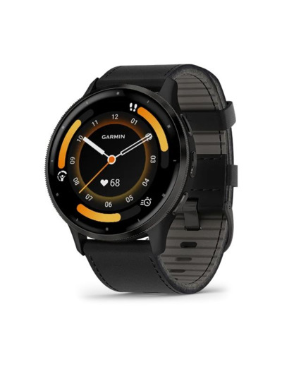 Garmin Venu 3 Gray Cuir Noir