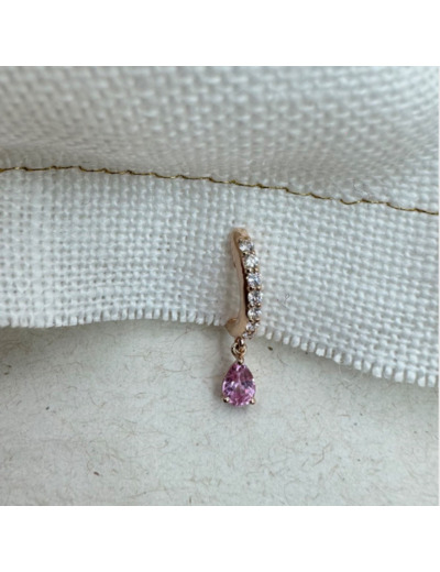 Mono boucle d'oreille avec un saphir rose et diamants