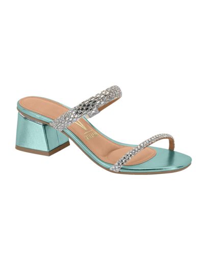 Mule talon decrochee femme bleu