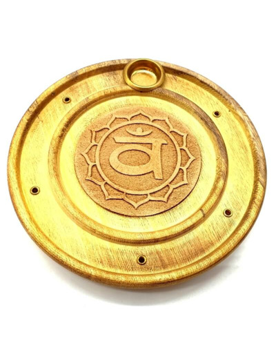 Porte-Encens Bois Rond Chakra Sacre 10cm