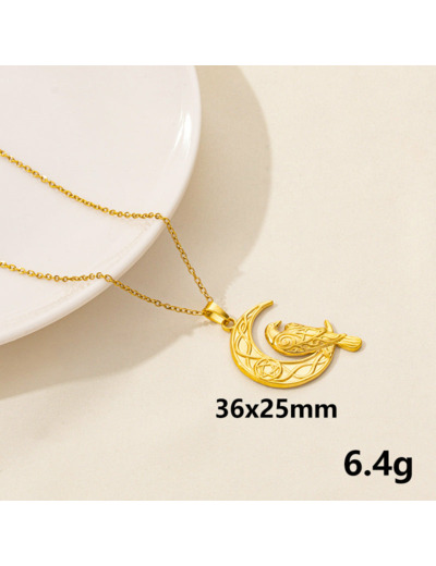 Collier good witch lune et oiseau