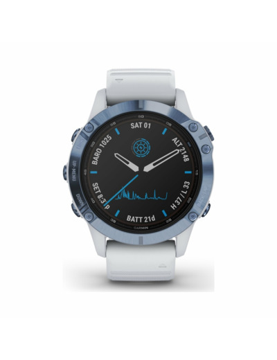 Montre connectée Garmin fenix 6 Pro Solar Titane Cobalt Blue avec bracelet Whitestone