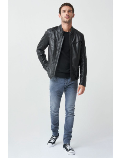 Blouson biker en cuir