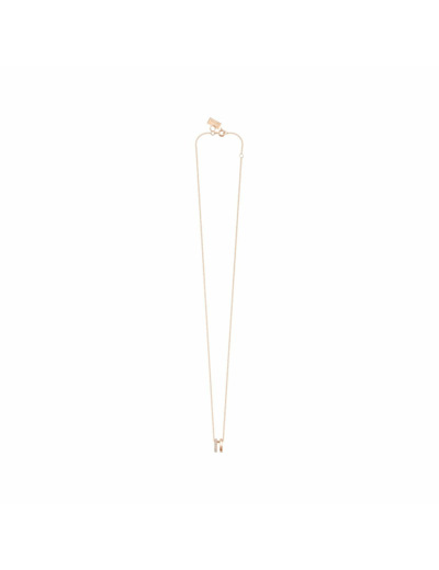 Collier Vanrycke Charlie Double Or rose semi pavee de Diamants, taille 42