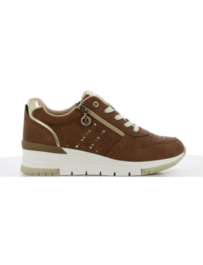 Basket femme marron or