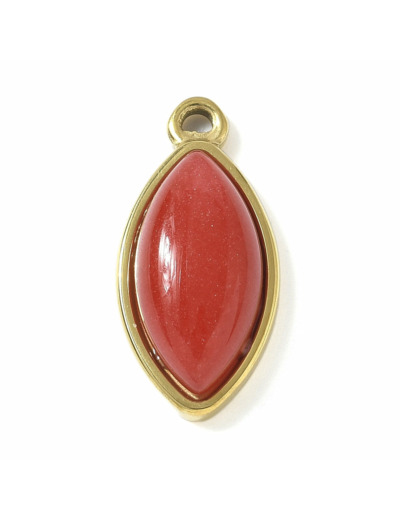 Pendentif pierre naturelle en acier or forme d'oeil de cheval
