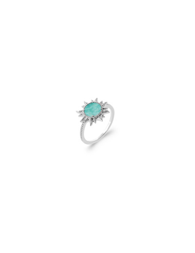 Bague en argent rhodié et amazonite