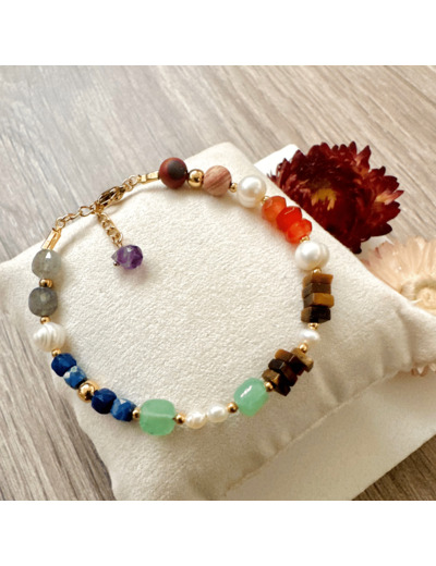 Bracelet et Collier Sept chakras en acier inoxydable