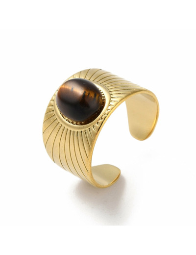 Bague Oeil de tigre manchette rayon du soleil