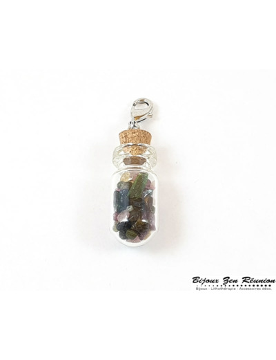 Pendentif bouteille et tourmaline multicolore