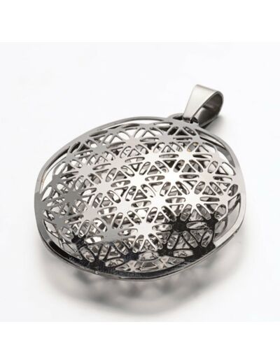 Pendentif fleur de vie 3D acier inoxydable