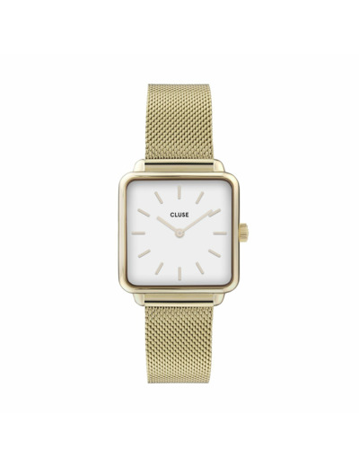 Montre Cluse La Tétragone Mesh, Gold, White /Gold