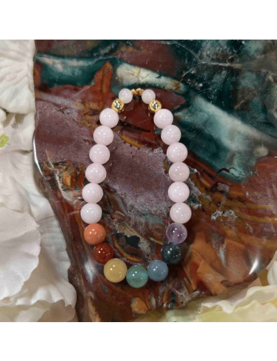 Bracelet enfant 7 chakras quartz rose