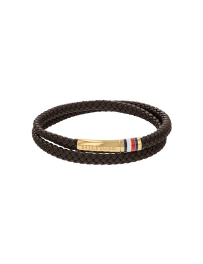 Bracelet Tommy Hilfiger en métal doré et cuir
