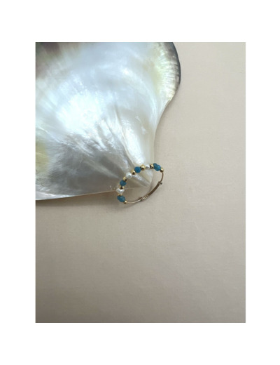 Bague ajustable Indriya Perline en plaqué or et apatite